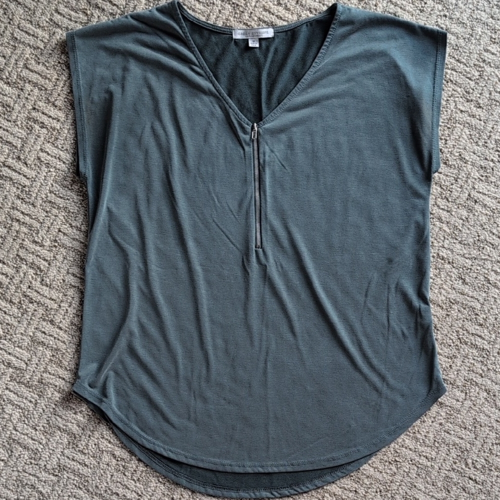 Green Envelope Dark Teal Short Sleeve Top